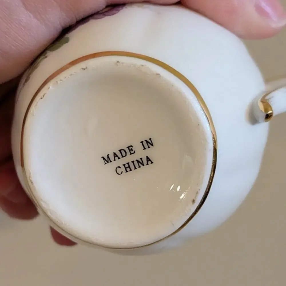 Vintage Dainty Mini Floral Creamer Cup With Gold Edges